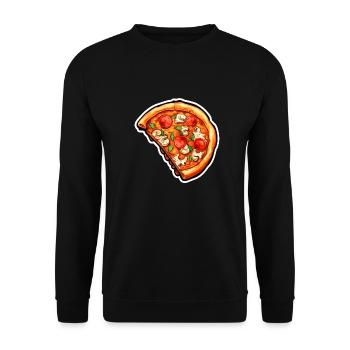 Pizza Hälfte - Unisex Pullover - Schwarz - Vorne - Alina (178cm) & Michal (187cm)