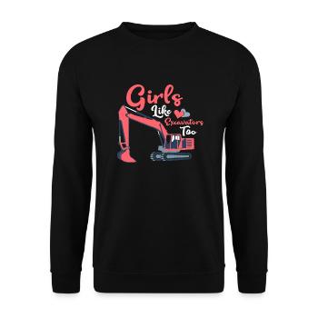 Girls Like Excavators Too Heavy Equipment Operator - Unisex Sweatshirt - black - Front - Alina (178cm) & Michal (187cm)