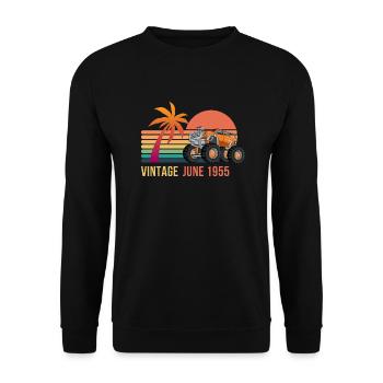 Juni 1955 Geburtstag 1955 Retro 1955 Juni 1955 - Unisex Pullover - Schwarz - Vorne - Alina (178cm) & Michal (187cm)
