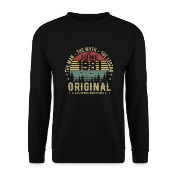 1981 June 1981 Birthday June 1981 June Gift - Unisex Sweatshirt - black - Front - Alina (178cm) & Michal (187cm)