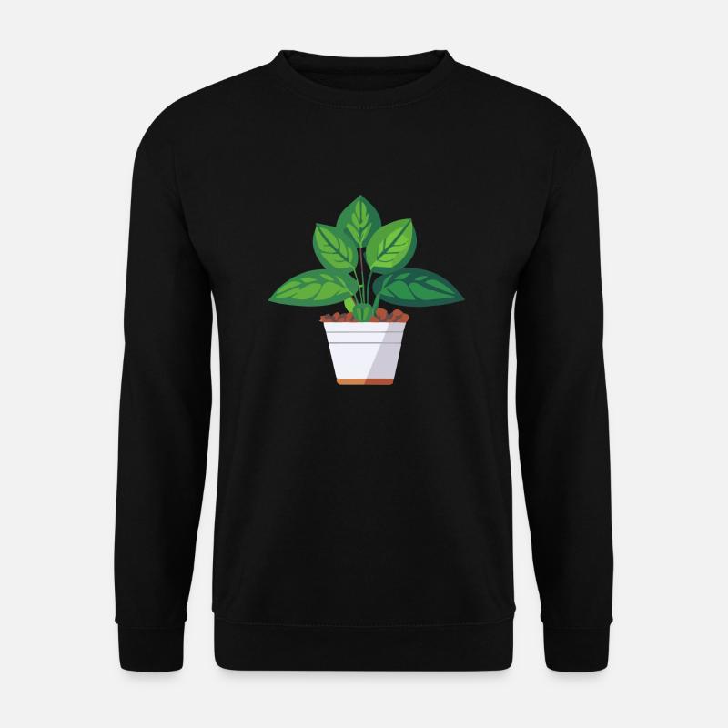 Pflanze grün Topfpflanze Blätter - Unisex Pullover - Schwarz