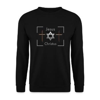 Jesus Christ Gott Messias Yeshua - Unisex Pullover - Schwarz - Vorne - Alina (178cm) & Michal (187cm)