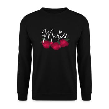 The Minimalist Red Flower Bride - Unisex Sweatshirt - black - Front - Alina (178cm) & Michal (187cm)