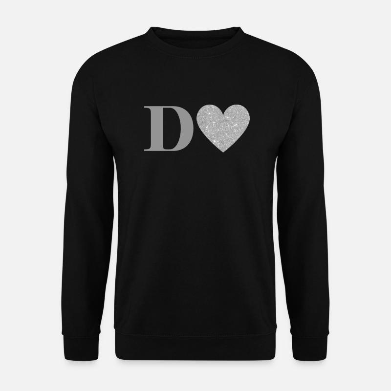 Silberner Herzbuchstabe - Unisex Pullover - Schwarz