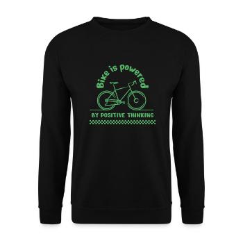 Bike is powered by positive thinking - Unisex Sweatshirt - black - Front - Alina (178cm) & Michal (187cm)