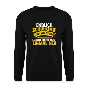 Eltern Schulkind Grundschule Erste Klasse Einschul - Unisex Pullover - Schwarz - Vorne - Alina (178cm) & Michal (187cm)