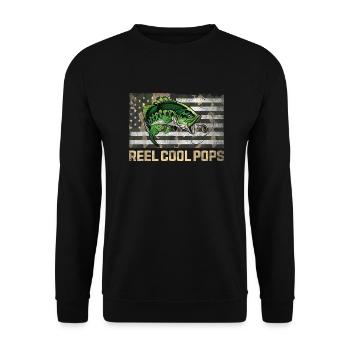 Moulinet Cool Pops Pêche Camo Drapeau Fête des Pères - Sweat-shirt Unisexe - noir - Devant - Alina (178cm) & Michal (187cm)