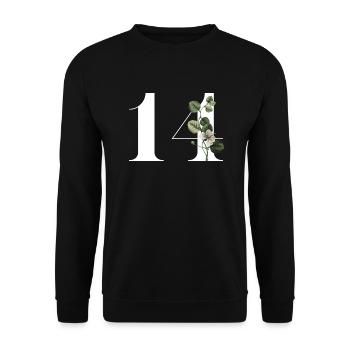 Numéro 14 floral vert -14e anniversaire floral - Sweat-shirt Unisexe - noir - Devant - Alina (178cm) & Michal (187cm)