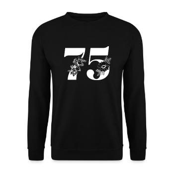 Number 75 Black Floral - 75th Floral Anniversary - Unisex Sweatshirt - black - Front - Alina (178cm) & Michal (187cm)