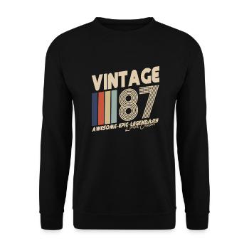 1987 - Unisex Pullover - Schwarz - Vorne - Alina (178cm) & Michal (187cm)