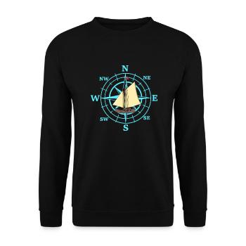 Compass Sailing Ship Ship Ships Travel - Unisex Sweatshirt - black - Front - Alina (178cm) & Michal (187cm)