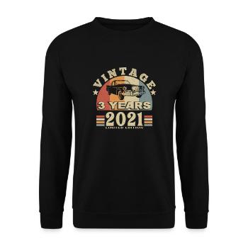 Jahrgang 2021 Geboren im Jahr 2021 3 Jahre Jubiläum - Unisex Pullover - Schwarz - Vorne - Alina (178cm) & Michal (187cm)