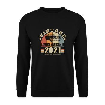 Jahrgang 2021 Legende geboren - Unisex Pullover - Schwarz - Vorne - Alina (178cm) & Michal (187cm)