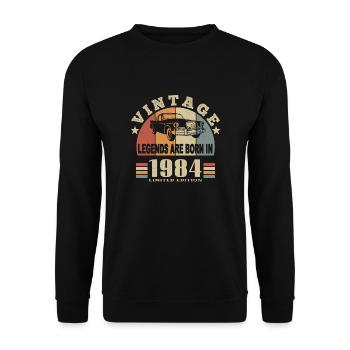 Vintage 1984 Legend Born - Sweat-shirt Unisexe - noir - Devant - Alina (178cm) & Michal (187cm)