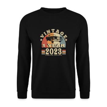 vintage 2023 né en 2023 1 an anniversaire - Sweat-shirt Unisexe - noir - Devant - Alina (178cm) & Michal (187cm)