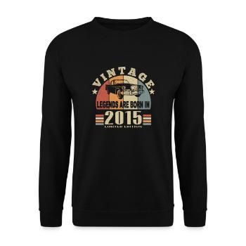 Jahrgang 2015 Legende geboren - Unisex Pullover - Schwarz - Vorne - Alina (178cm) & Michal (187cm)