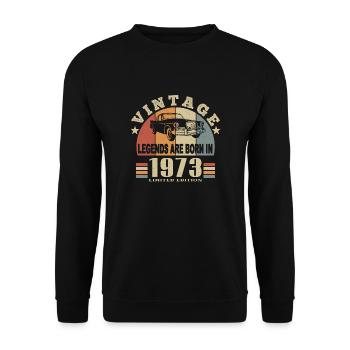 Vintage 1973 Legend Born - Sweat-shirt Unisexe - noir - Devant - Alina (178cm) & Michal (187cm)