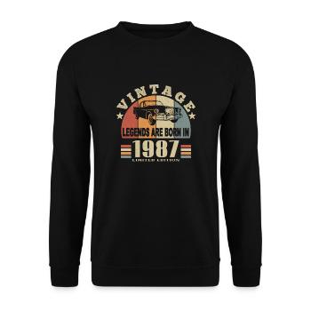 Jahrgang 1987 Legende geboren - Unisex Pullover - Schwarz - Vorne - Alina (178cm) & Michal (187cm)