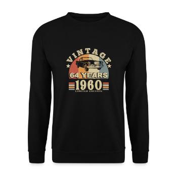 Jahrgang 1960 Jahrgang 1960 64 Jahre Jubiläum - Unisex Pullover - Schwarz - Vorne - Alina (178cm) & Michal (187cm)