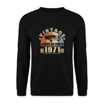 Jahrgang 1971 Legende geboren - Unisex Pullover - Schwarz - Vorne - Alina (178cm) & Michal (187cm)