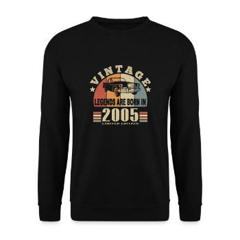 Jahrgang 2005 Legende geboren - Unisex Pullover - Schwarz - Vorne - Alina (178cm) & Michal (187cm)
