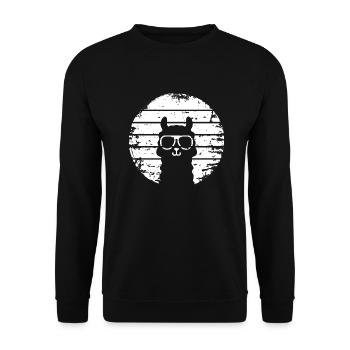 retro sunset lama - Unisex Pullover - Schwarz - Vorne - Alina (178cm) & Michal (187cm)