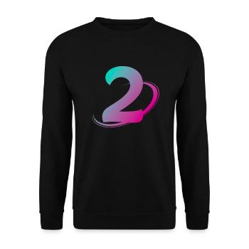 Nummer 2 mehrfarbig - Unisex Pullover - Schwarz - Vorne - Alina (178cm) & Michal (187cm)