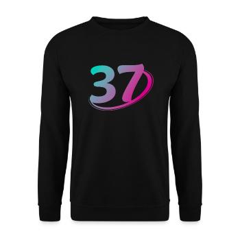 Nummer 37 mehrfarbig - Unisex Pullover - Schwarz - Vorne - Alina (178cm) & Michal (187cm)