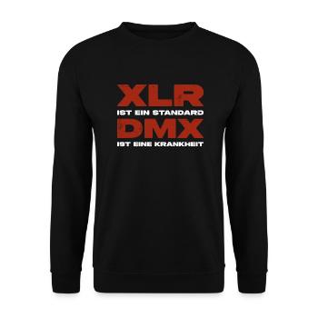 XLR vs DMX. Tontechniker versus Lichttechniker. - Unisex Pullover - Schwarz - Vorne - Alina (178cm) & Michal (187cm)