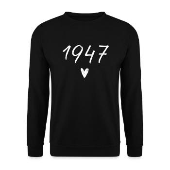 1947 coeur anniversaire - Sweat-shirt Unisexe - noir - Devant - Alina (178cm) & Michal (187cm)