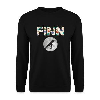 FINN - Beau prénom de garçon avec dinosaure - Sweat-shirt Unisexe - noir - Devant - Alina (178cm) & Michal (187cm)
