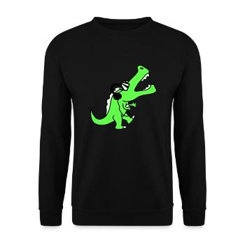 Crocodile DJ Cool Dino Party Club Musique Écouter Fun - Sweat-shirt Unisexe - noir - Devant - Alina (178cm) & Michal (187cm)