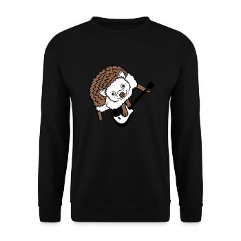Cooler Igel Spielt Süß Gitarre Musik Gitarrist Fun - Unisex Pullover - Schwarz - Vorne - Alina (178cm) & Michal (187cm)