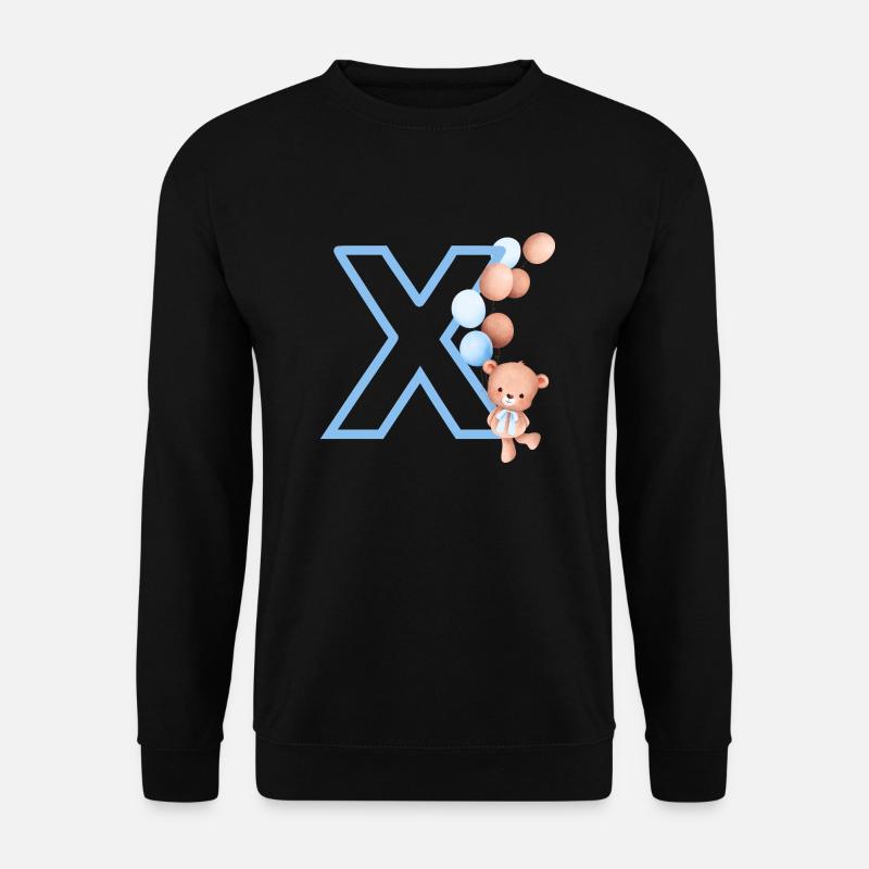 Blauer Buchstabe x Bär - Unisex Pullover - Schwarz