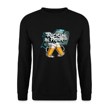 Recycling ist in vollem Gange - Unisex Pullover - Schwarz - Vorne - Alina (178cm) & Michal (187cm)