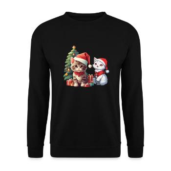 Christmas Weihnachten Katze Katzen Nikolaus Xmas - Unisex Pullover - Schwarz - Vorne - Alina (178cm) & Michal (187cm)