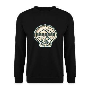 Muschel mit Meerblick - Unisex Pullover - Schwarz - Vorne - Alina (178cm) & Michal (187cm)