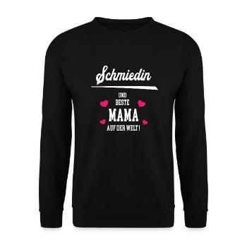Schmiedin Beste Mama Muttertag Geburtstag Schmiede - Unisex Pullover - Schwarz - Vorne - Alina (178cm) & Michal (187cm)
