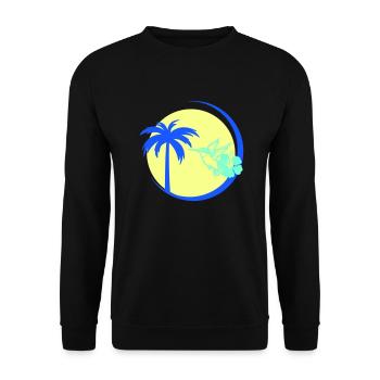 Palme Kolibri Hibiskus - Unisex Pullover - Schwarz - Vorne - Alina (178cm) & Michal (187cm)