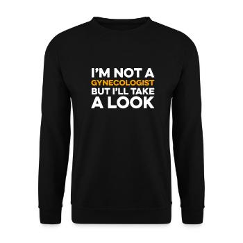 I’m Not a Gynecologist - Unisex Sweatshirt - black - Front - Alina (178cm) & Michal (187cm)
