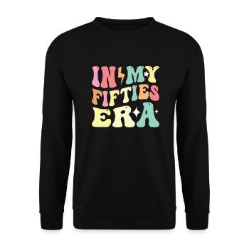 New Fifties 50th Birthday Gifts For Men, Women - Unisex Sweatshirt - black - Front - Alina (178cm) & Michal (187cm)