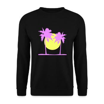 Deux Palmiers Île Soleil Coucher De Soleil Rond Rose - Sweat-shirt Unisexe - noir - Devant - Alina (178cm) & Michal (187cm)
