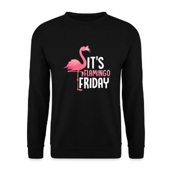 It's Flamingo Friday Cute Pink Bird - Unisex Pullover - Schwarz - Vorne - Alina (178cm) & Michal (187cm)