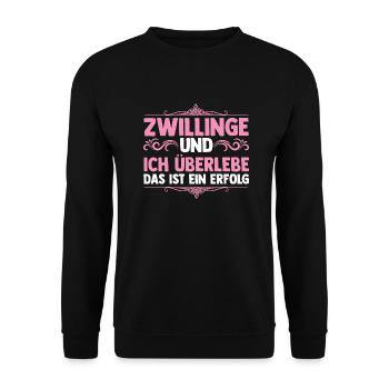 Mama Von Zwillingen - Unisex Pullover - Schwarz - Vorne - Alina (178cm) & Michal (187cm)