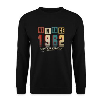 Jahrgang 1962: Limitierte Auflage - 63. Jubiläum. - Unisex Pullover - Schwarz - Vorne - Alina (178cm) & Michal (187cm)