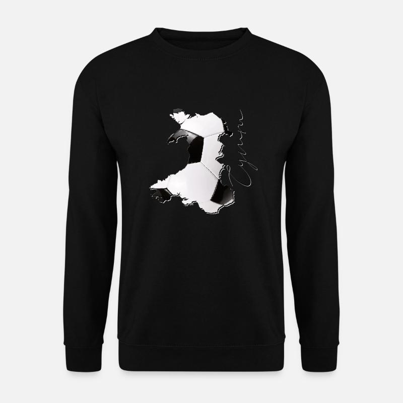 Wales Landkarte umrahmt echten Fußball CR - Unisex Pullover - Schwarz