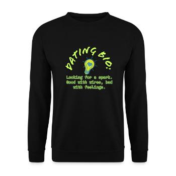 Electrician "Dating Bio" this funnny T-shirt Tee - Unisex Sweatshirt - black - Front - Alina (178cm) & Michal (187cm)