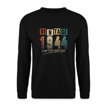 1944 Vintage 1944 Born in 1944 Birthday. Year 2 - Unisex Sweatshirt - black - Front - Alina (178cm) & Michal (187cm)