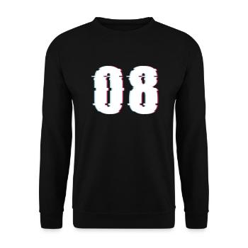Acht 8 Zahl 08 Effekt Verzerrt Nummer - Unisex Pullover - Schwarz - Vorne - Alina (178cm) & Michal (187cm)