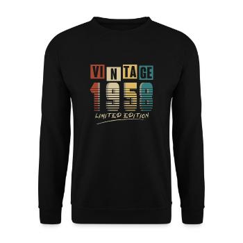 1958 Vintage 1958 Born in 1958 Birthday. Year 2 - Unisex Sweatshirt - black - Front - Alina (178cm) & Michal (187cm)